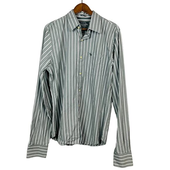 Abercrombie & Fitch Striped Button Up Muscle Shirt Stripe - L - Picture 1 of 6